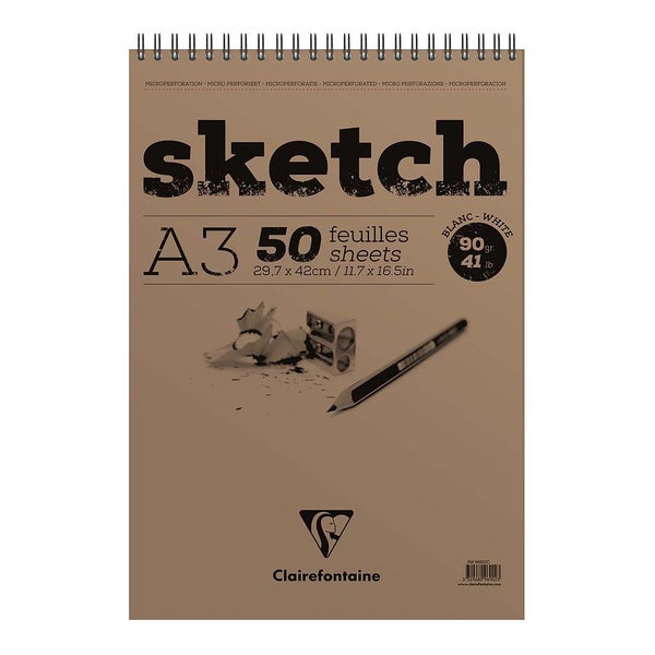 Clairefontaine Sketch Spiral Pad A3 White Carousel 1