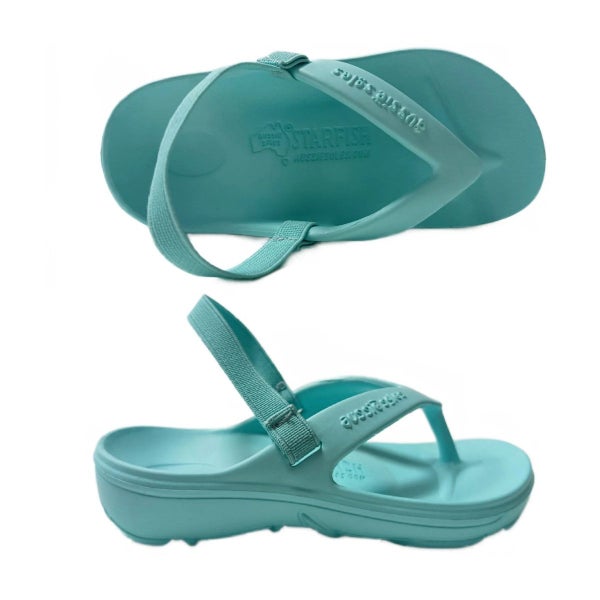 Aussie Soles Kids Starfish Thongs - Aqua Carousel 1