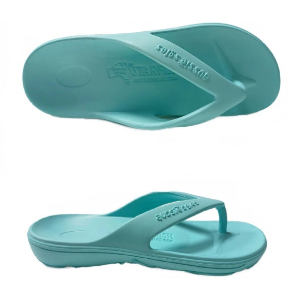 Aussie Soles Kids Starfish Thongs - Aqua Carousel 2