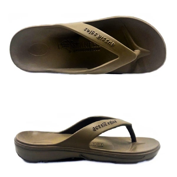 Aussie Soles Kids Starfish Thongs - Tan Carousel 2