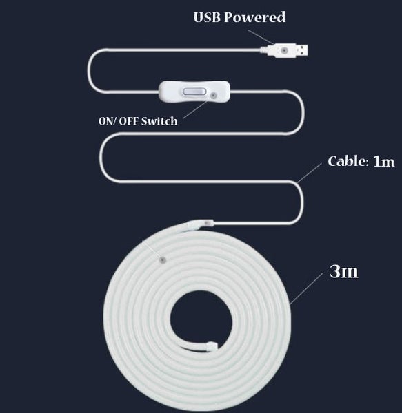 Neon USB Warm White LED Strip Light 3m Carousel 2