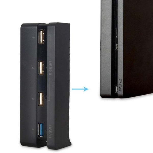 PS4 Slim Gaming Console Hub - 4 USB Port Hub Compatible with PS4 Slim, Black Carousel 2