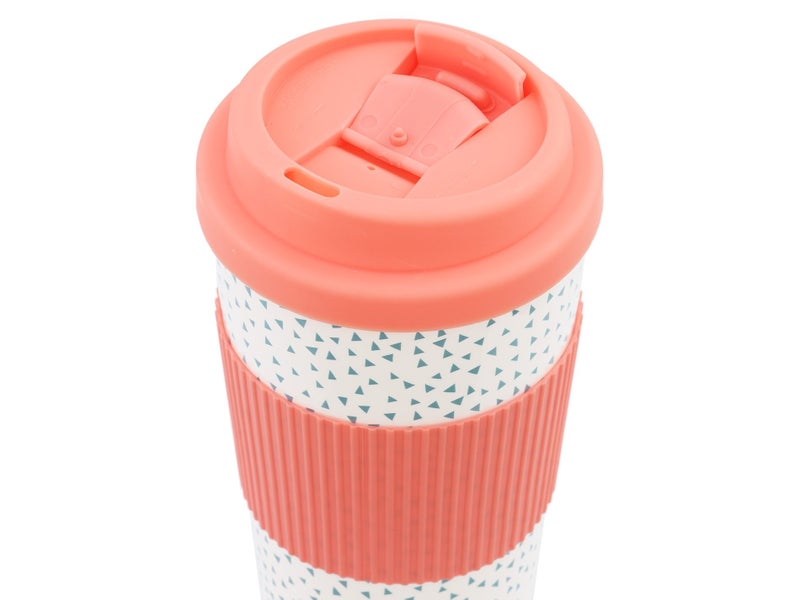 450ml Travel Coffee Cup - Double Wall, Lock Lid & TPR Grip - Pink Carousel 2