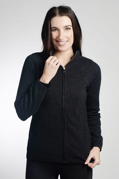 Possum Merino Plain Zip Silk Jacket NZNC Carousel 1