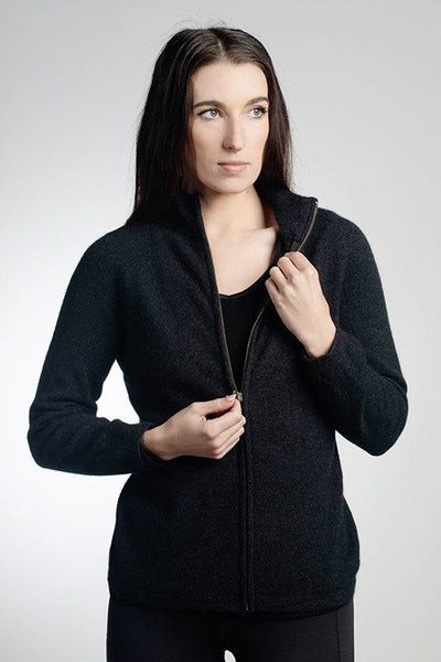 Possum Merino Plain Zip Silk Jacket NZNC Carousel 2