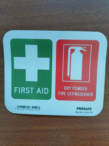 First Aid Kit & Dry Powder Fire Extinguisher Adhesive Label Carousel 1