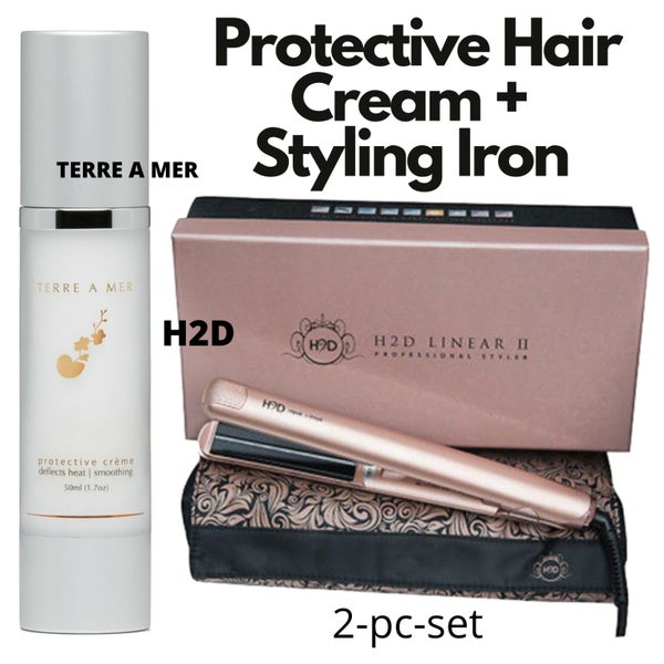 2Pc Set H2D Hair Straightener Styling Iron + Terre A Mer Protective Hair Cream Carousel 2