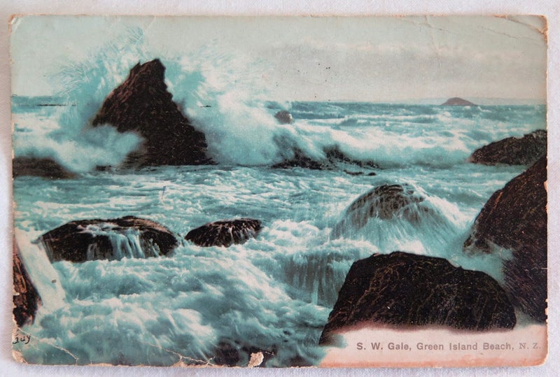 S.W.GALE, GREEN ISLAND BEACH, DUNEDIN- ANTIQUE POSTCARD Carousel 1