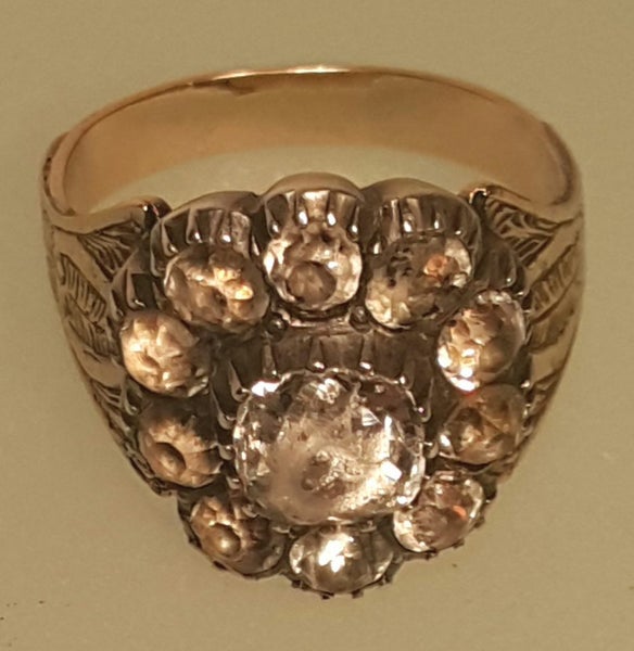 ___ Antique Georgian Solid Gold Silver Paste Ring Carousel 2