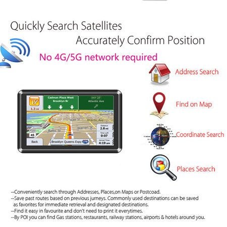 5 inch GPS Navigation for RV Car, Universal 5 Inch Touch Screen Car Navigator Carousel 6