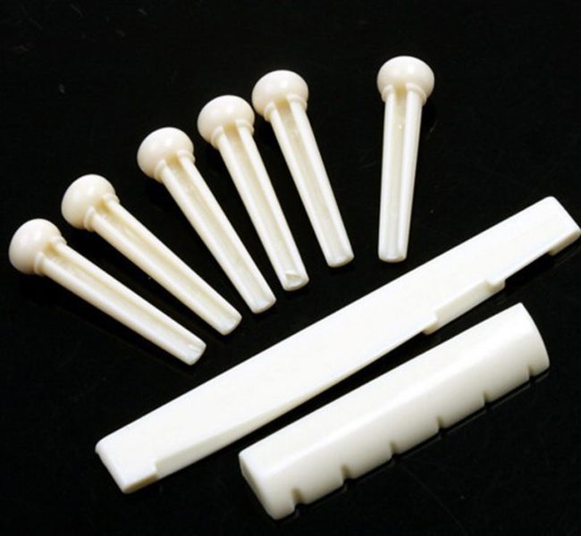 Folk Guitar Bone Bridge Pins Saddle Nut Cigar Box Guitar Parts i2689WT8 Carousel 1