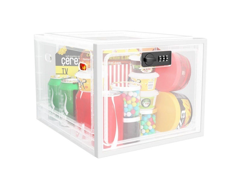 1Pc Lockable Storage Box Medicine Lock Box Food Storage Container - Transparent Carousel 1