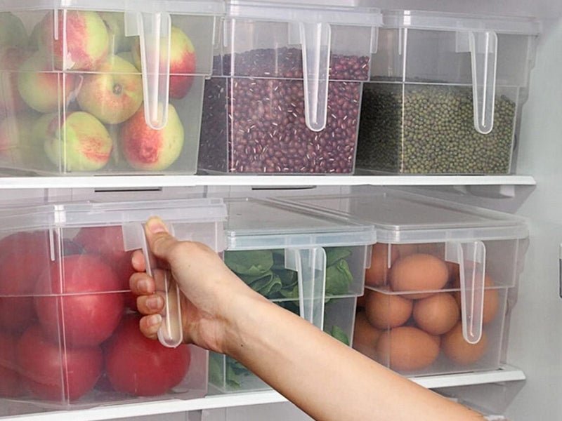 Kitchen Storage Box Cabinet Organizer Freezer Food Container with Lid Handle Carousel 1