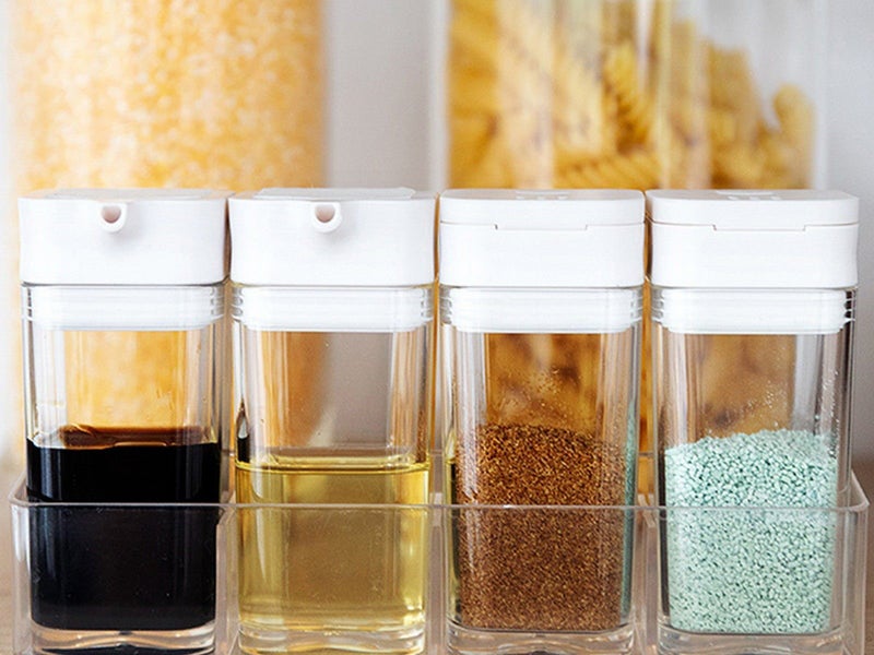 Set of 4Pcs Kitchen Spice Jar Seasoning Bottle Condiment Cruet Storage Container Carousel 1