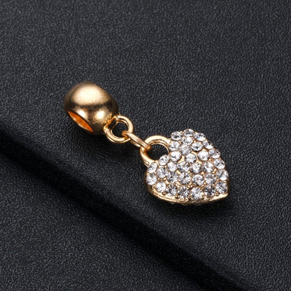 $1 reserve Gold Plated Heart Charm with Crystals Carousel 5