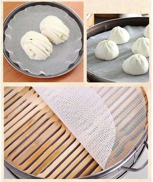 Bestonzon 6 Pcs Non-stick Silicone Baking Mat Steam Mesh Dumplings Pad Baked Bun Carousel 2