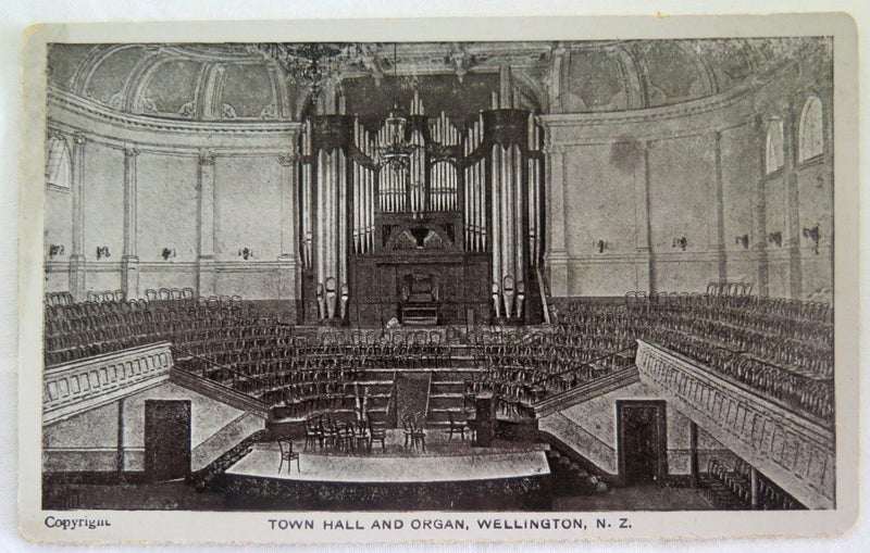TOWN HALL AND ORGAN, WELLINGTON, N.Z. - ANTIQUE POSTCARD Carousel 1
