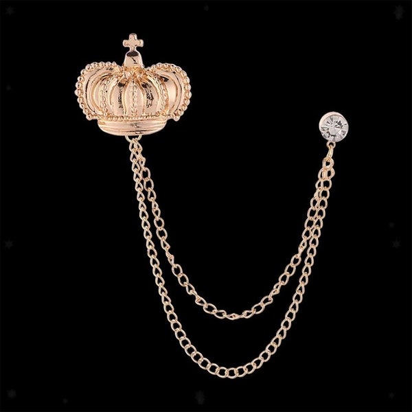 Crown Brooch Hanging Chains Brooch Wedding Brooch Pin Suit Brooch with Chain Carousel 2