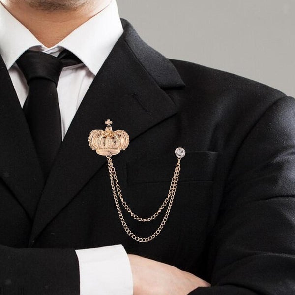 Crown Brooch Hanging Chains Brooch Wedding Brooch Pin Suit Brooch with Chain Carousel 5