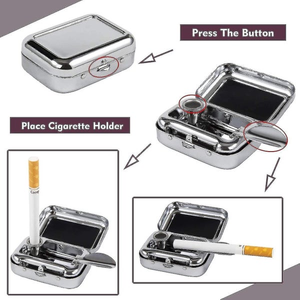 Portable Ashtray Stainless Steel Pocket Ashtray Mini Ashtray With Lid Cigarette Carousel 2