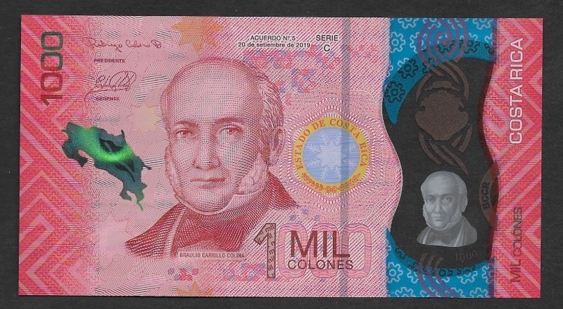 COSTA RICA 2019 1000 COLONES Polymer BANKNOTE UNC Carousel 1