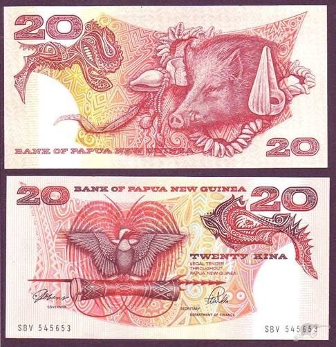 PAPUA NEW GUINEA 1988 paper 20 Kina banknote UNC Carousel 1
