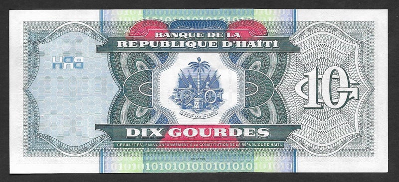 HAITI 2000 TEN GOURDES BANKNOTE UNC Carousel 2