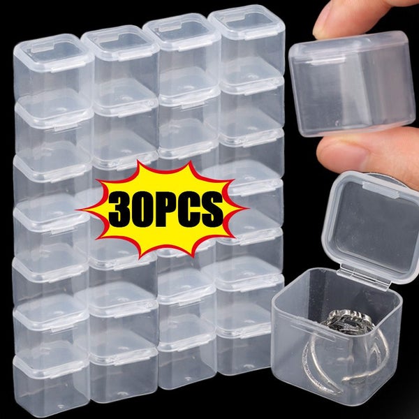 5-30Pcs Cube Mini Storage Box Clear Beads Jewelry Container Case Carousel 2