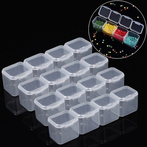 5-30Pcs Cube Mini Storage Box Clear Beads Jewelry Container Case Carousel 6