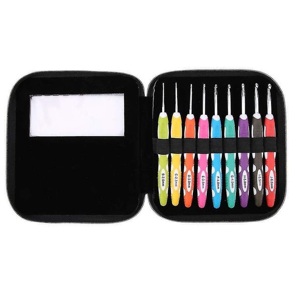 Crochet Hook Set 9 Pieces Soft Rubber Grip Template Kit Knitting Needles Aluminu Carousel 1