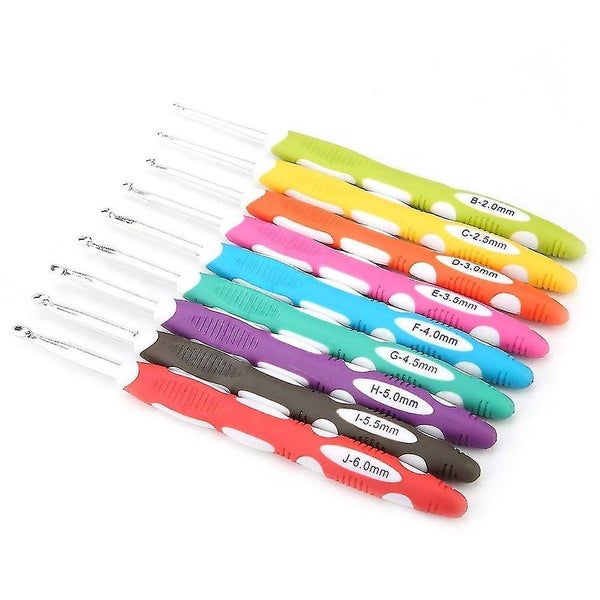 Crochet Hook Set 9 Pieces Soft Rubber Grip Template Kit Knitting Needles Aluminu Carousel 2