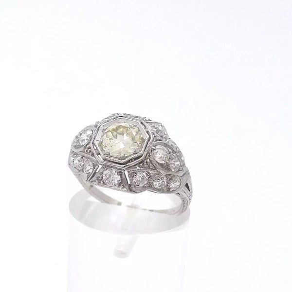 Antique Art Deco Platinum 1.50ctw Diamond Filigree Dome Cluster Ring Carousel 2