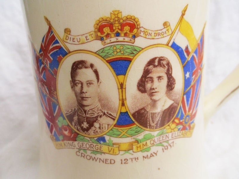 RARE - 1937 Coronation HM King George VI & HM Queen Elizabeth JUG - 8408 Carousel 2