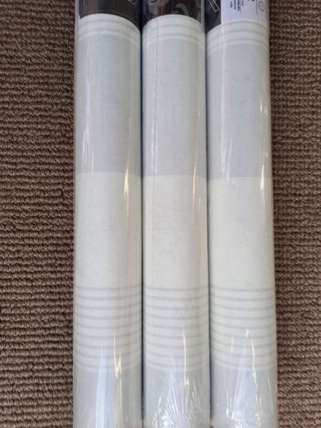 Wallpaper. Stripe - Grey and Off White. 3 roll bundle Carousel 2
