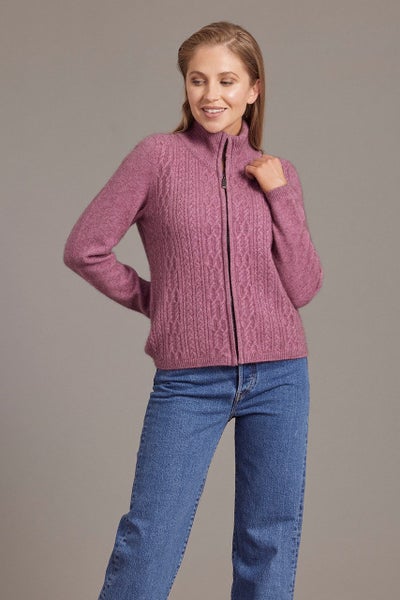 Possum Merino Cable Zip Jacket Carousel 2