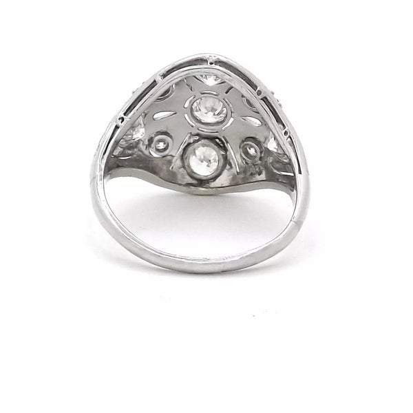 Antique Art Deco Platinum 1.25ctw Diamond Filigree Dome Engagement Ring Carousel 7