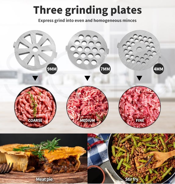 800W Electric Meat Grinder Mincer Sausage Filler Kibbe Maker Kitchen Tool Black Carousel 2