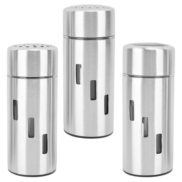 pepper shaker set spice shaker 3Pcs Salt and Pepper Shakers Set Stainless Steel Carousel 1