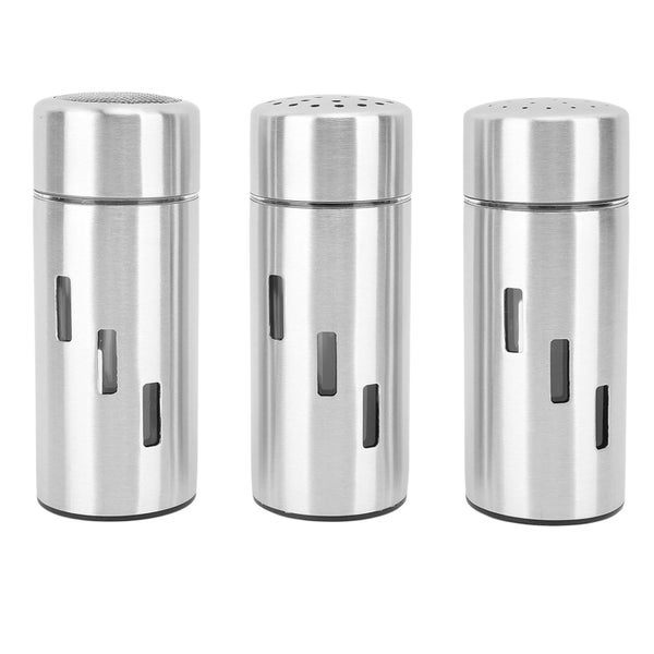 pepper shaker set spice shaker 3Pcs Salt and Pepper Shakers Set Stainless Steel Carousel 8