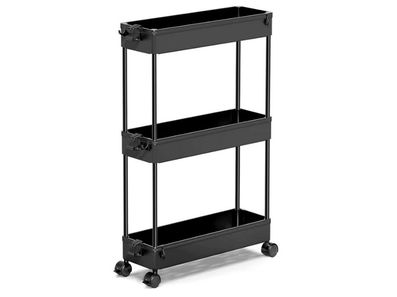 3-Tier Kitchen Trolley Rolling Cart Bathroom Mobile Storage Organizer Cart Black Carousel 2