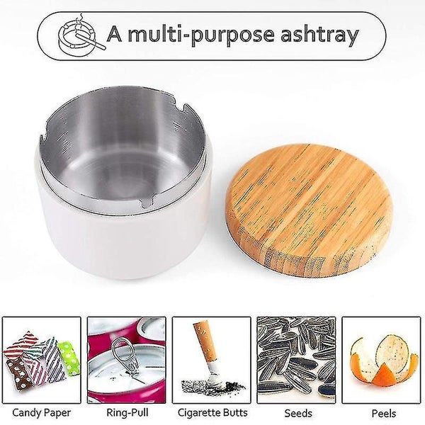 Ashtray For Cigarettes Indoor Or Outdoor Ashtray With 1 Liner (white) Carousel 5