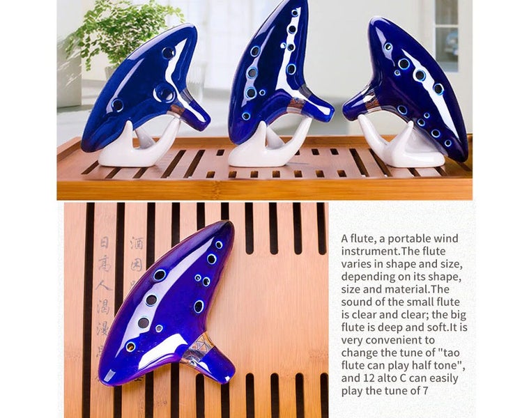 New 12 Hole Ocarina Ceramic Alto C Vessel Flute Wind Instrument Carousel 5