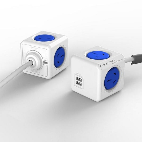 4 Way Surge Protector With USB Blue Powercube Carousel 1