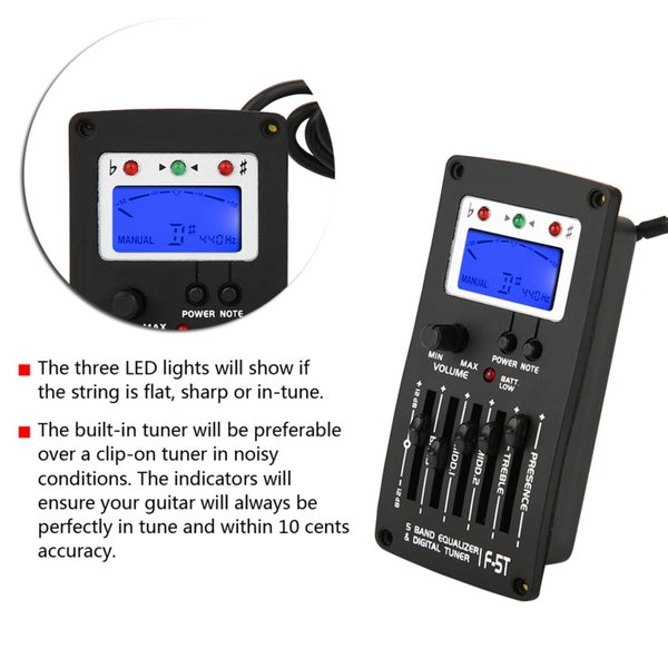 equalizer digital tuner 5band pickup guitar accessories F-5T 5Band Equalizer Carousel 2
