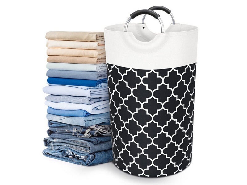 82L Collapsible Laundry Basket Foldable Laundry Hamper Clothes Hamper Black Carousel 1