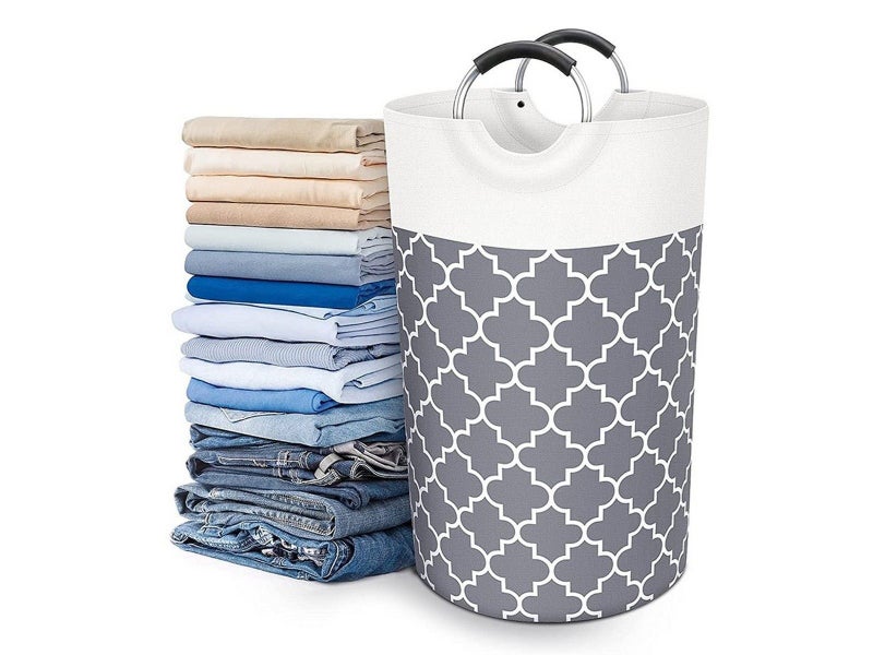 82L Collapsible Laundry Basket Foldable Laundry Hamper Clothes Hamper Grey Carousel 1