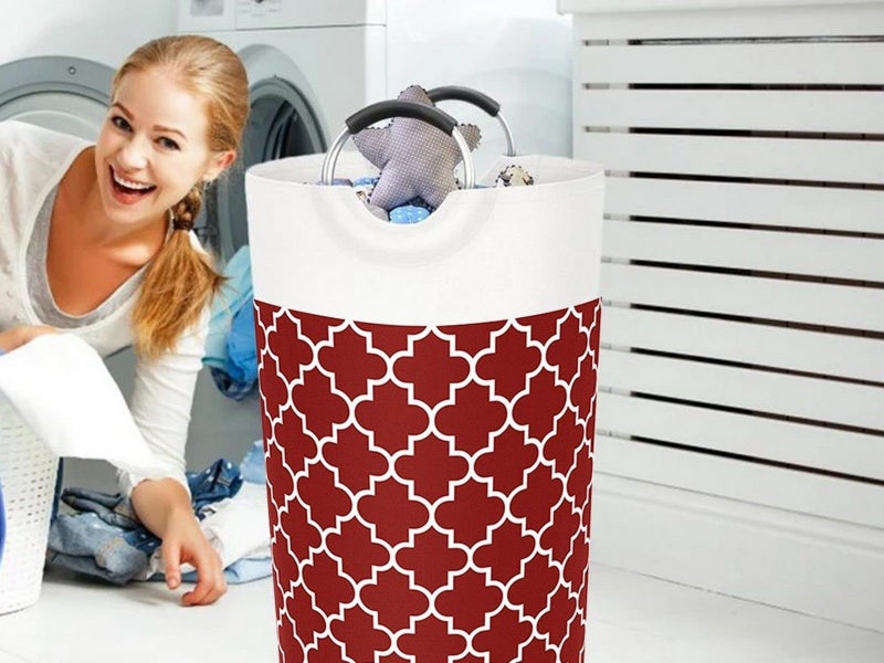 82L Collapsible Laundry Basket Foldable Laundry Hamper Clothes Hamper Red Carousel 3