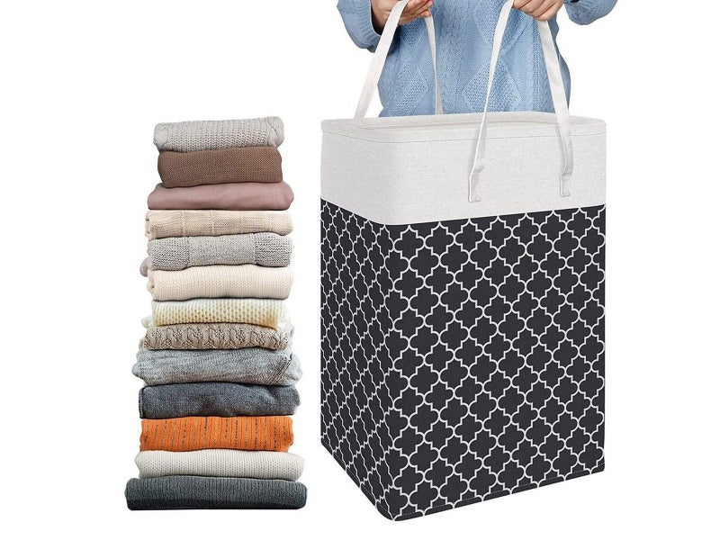 75L Collapsible Laundry Basket Foldable Laundry Hamper Clothes Hamper Black Carousel 2