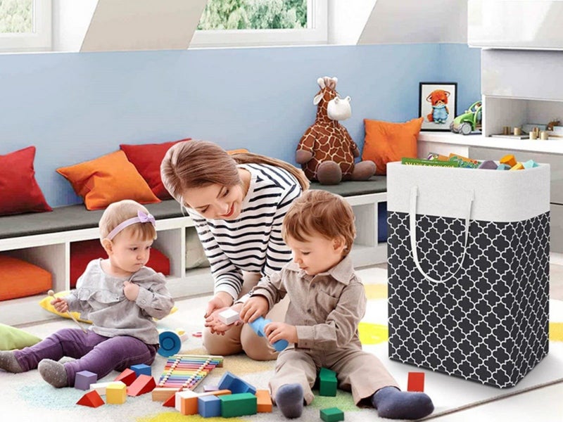 75L Collapsible Laundry Basket Foldable Laundry Hamper Clothes Hamper Black Carousel 3