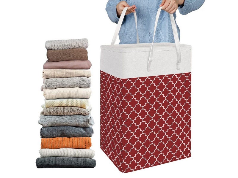 75L Collapsible Laundry Basket Foldable Laundry Hamper Clothes Hamper Red Carousel 2